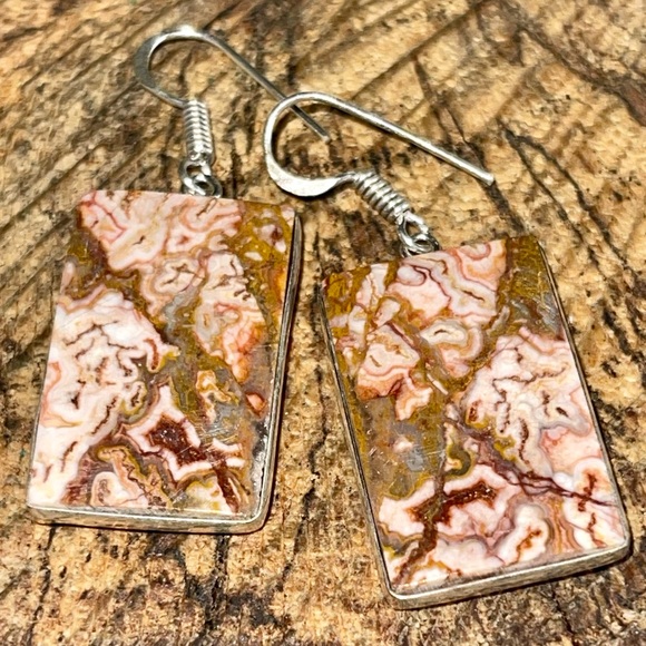 Crazy Lace Agate Earrings 1 7/8” - Picture 4 of 10
